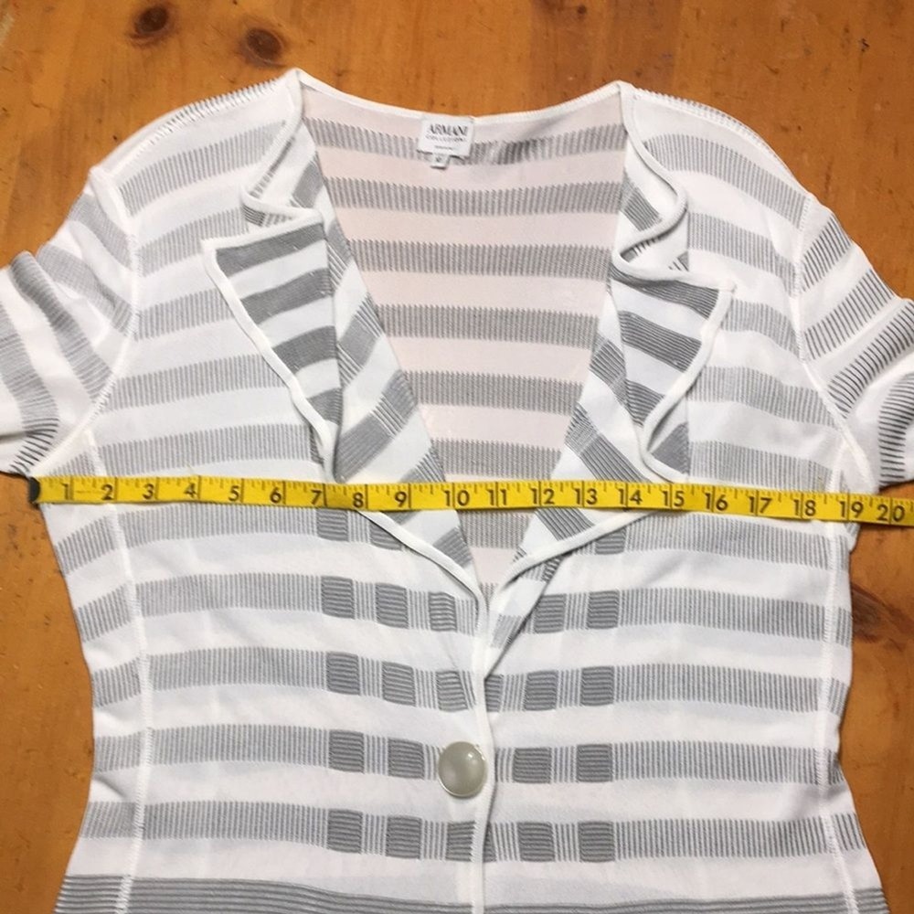 Armani Collezioni Maritime Chic Striped Knit Blazer Cardigan Size 10 Italy - Picture 4 of 13